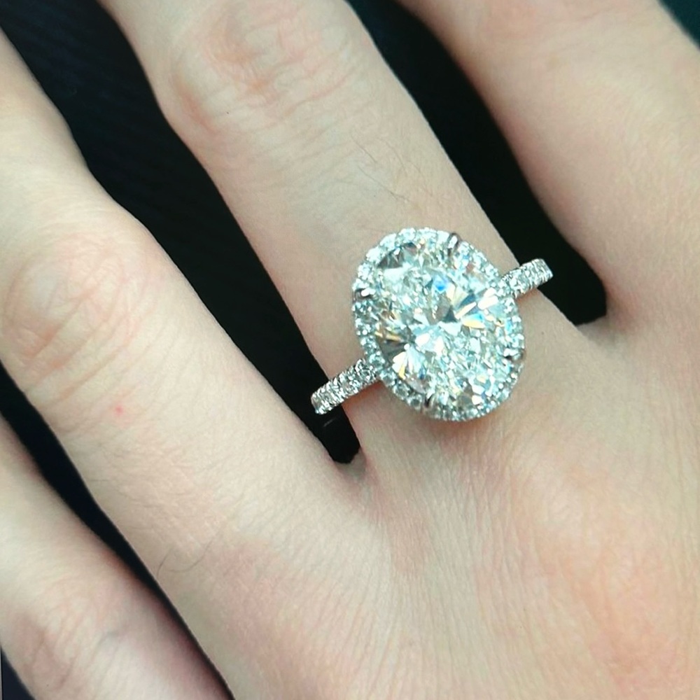 3 Carat Oval Rhinestone Diamond Ring